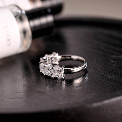 Solid Gold Princess Cut Moissanite Wedding Band, Stackable Ring