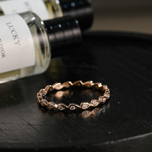 Solid Gold Round Cut Moissanite Wedding Band, Matching Anniversary Ring