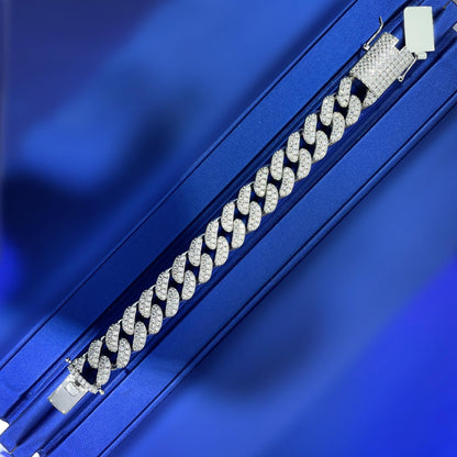 18.70 Carat Moissanite Cuban Link Chain: D Color VVS 925 Sterling Silver