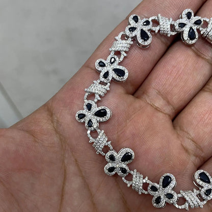 Moissanite Bracelet: Black Sapphire Cross, Sterling Silver, Iced Out 3.76ctw | 13.8mm