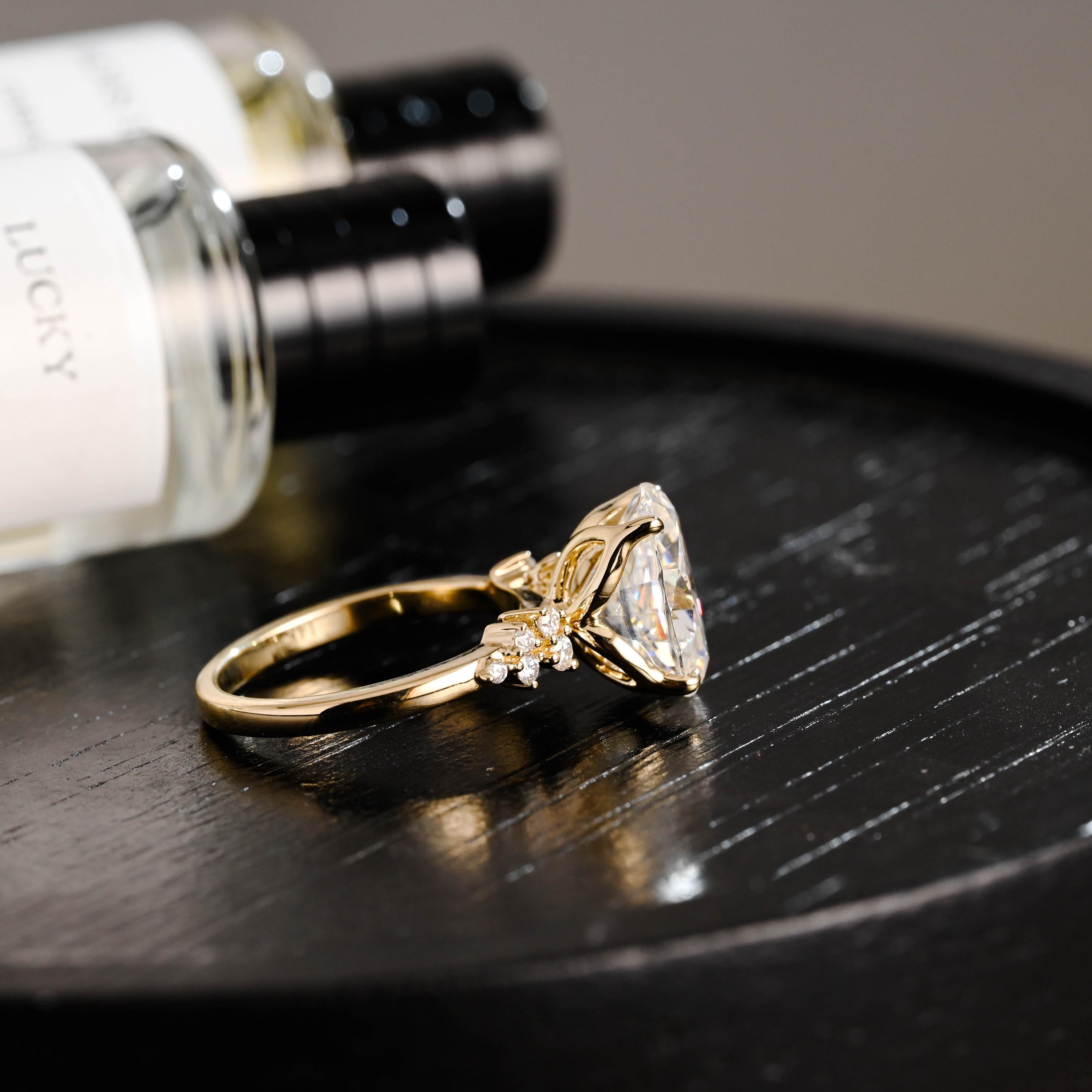 Solid Gold Oval Cut Moissanite Engagement Ring, Anniversary Gift Birthday Gift for Women Wife