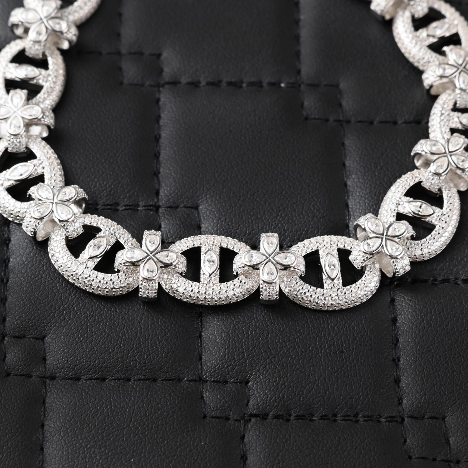 Iced Out Moissanite Clover Bracelet: 18 Carat Sterling Silver