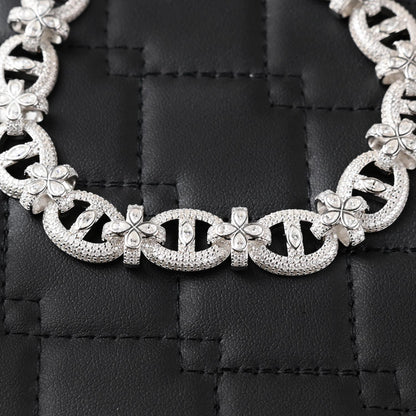 Iced Out Moissanite Clover Bracelet: 18 Carat Sterling Silver