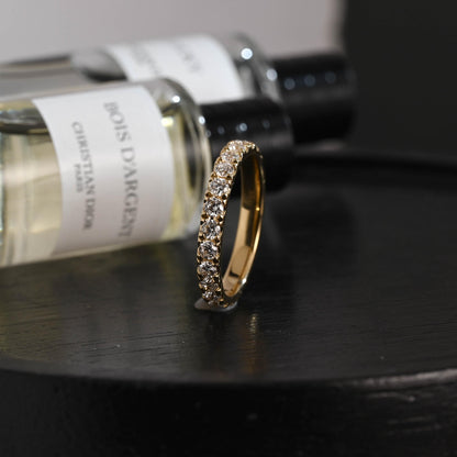 Solid Gold 3mm Round Cut Moissanite Wedding Band, Anniversary Ring