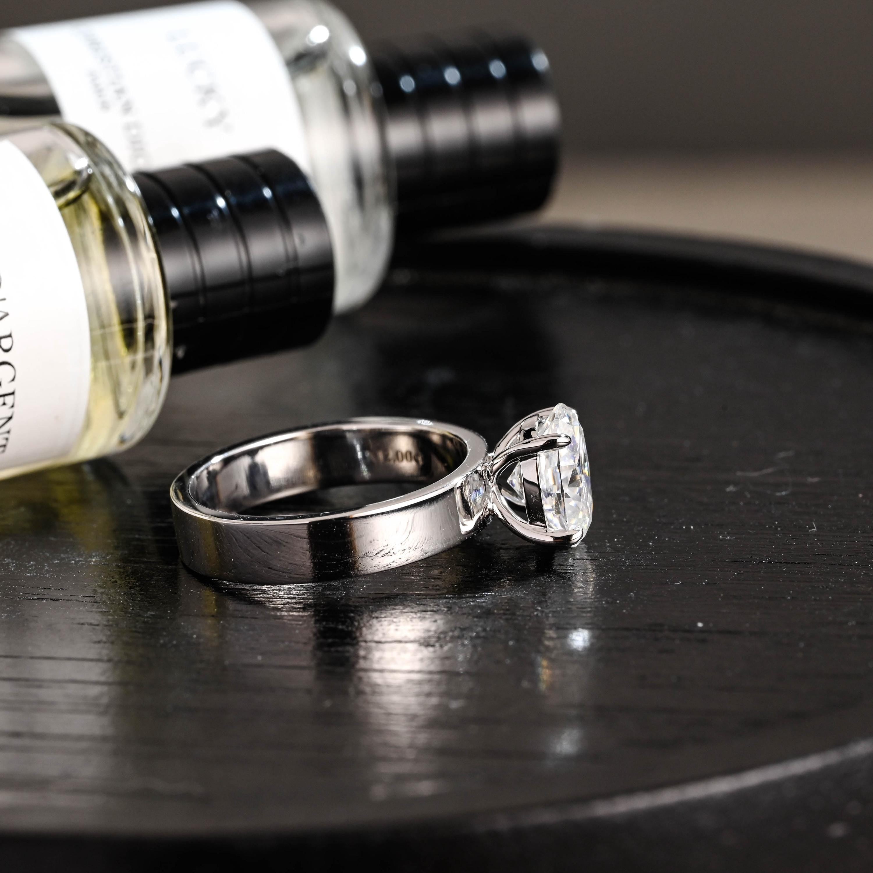 Solid Gold Oval Cut Solitaire Moissanite Engagement Ring, Anniversary Gift Birthday Gift for Women