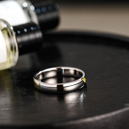 Solid Gold Yellow Sapphire Wedding Band, Matching Ring