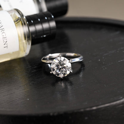 Solid Gold High Setting Round Moissanite Engagement Ring, Anniversary Gift Birthday Gift for Wife
