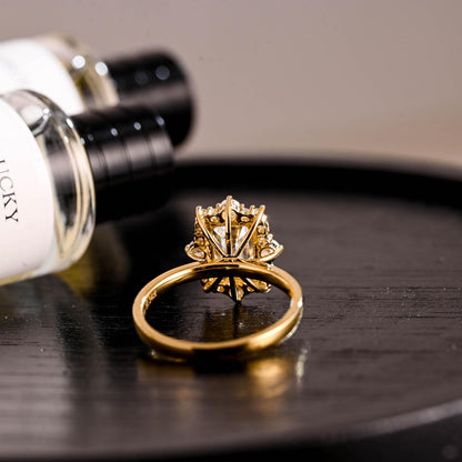 Solid Gold Emerald Cut Moissanite Engagement Ring, Starburst Emerald Cut Moissanite Wedding Ring, Anniversary Ring, Moissanite Promise Ring