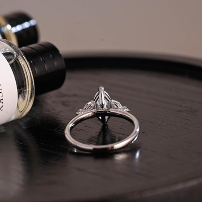 Solid Gold Marquise Moissanite Engagement Ring, Anniversary Gift