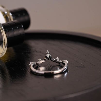 Solid Gold Marquise Moissanite Wedding Band, Anniversary Ring