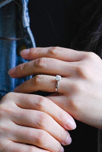 Solid Gold Heart Cut Moissanite Engagement Ring, Hidden Halo Proposal Ring, Promise Ring, Wedding Ring
