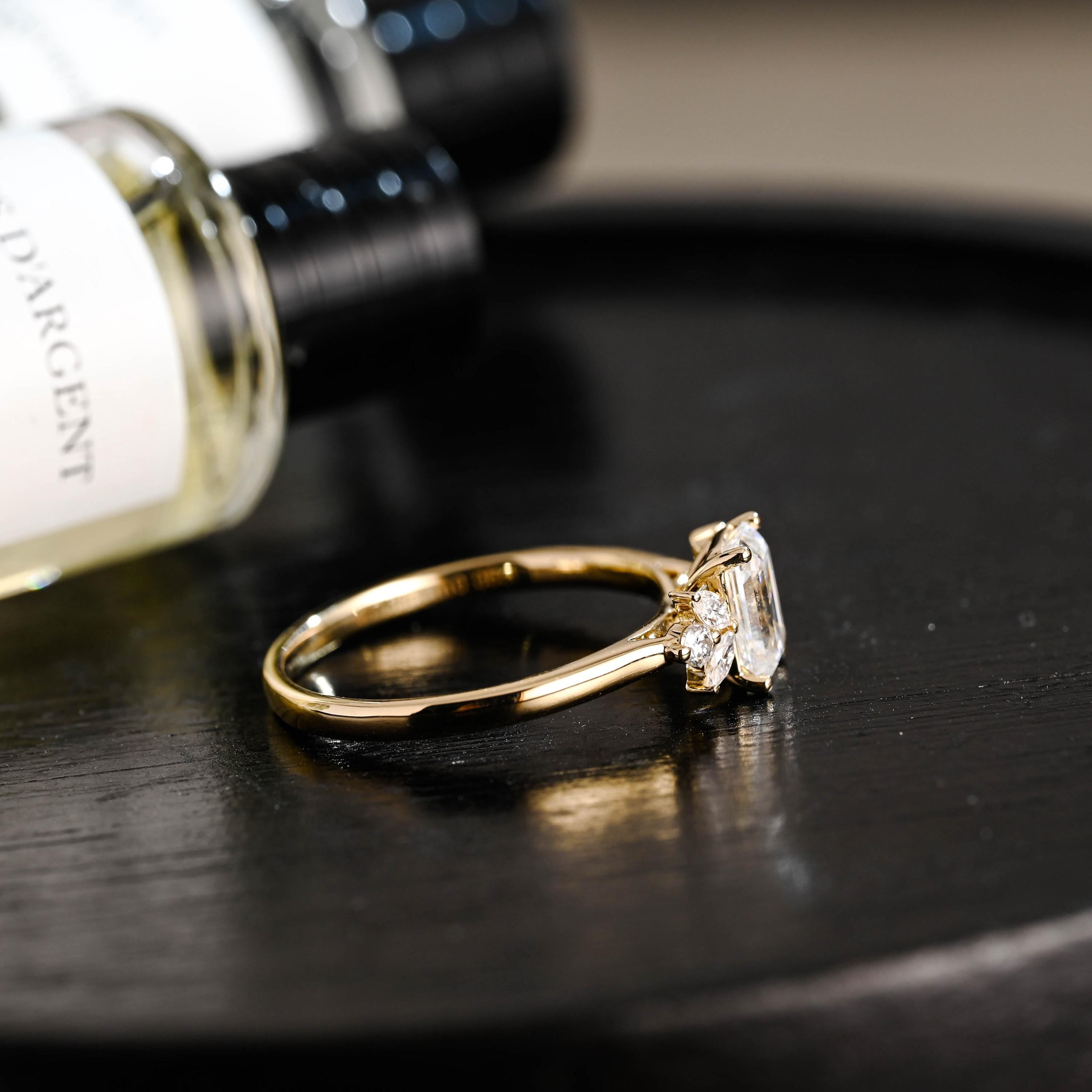 Solid Gold Emerald Cut Moissanite Engagement Ring, Proposal Ring, Promise Ring, Wedding Ring, Anniversary Gift Birthday Gift for Women