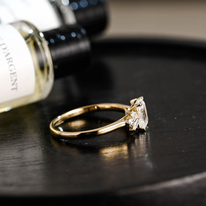 Solid Gold Emerald Cut Moissanite Engagement Ring, Proposal Ring, Promise Ring, Wedding Ring, Anniversary Gift Birthday Gift for Women
