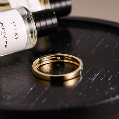 Solid Gold Round Cut Moissanite Wedding Band, Anniversary Ring