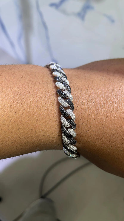 Moissanite VVS1 Cuban Link 6mm 8mm 925 Sterling Silver Passes Diamond Tester | 2 Tone Black stone and VVS Moissanites