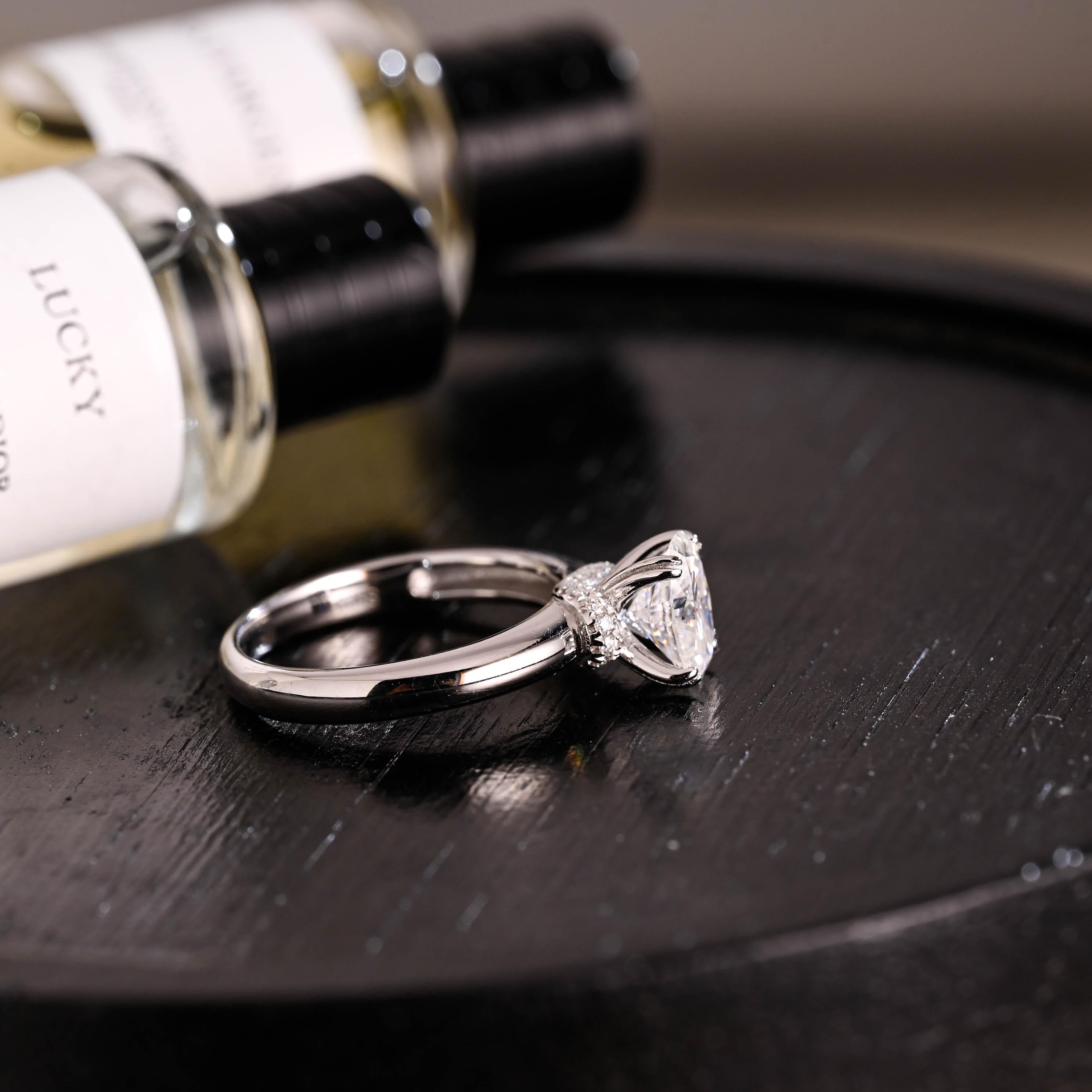 Solid Gold Oval Cut Moissanite Engagement Ring, Anniversary Gift Birthday Gift for Women Wife