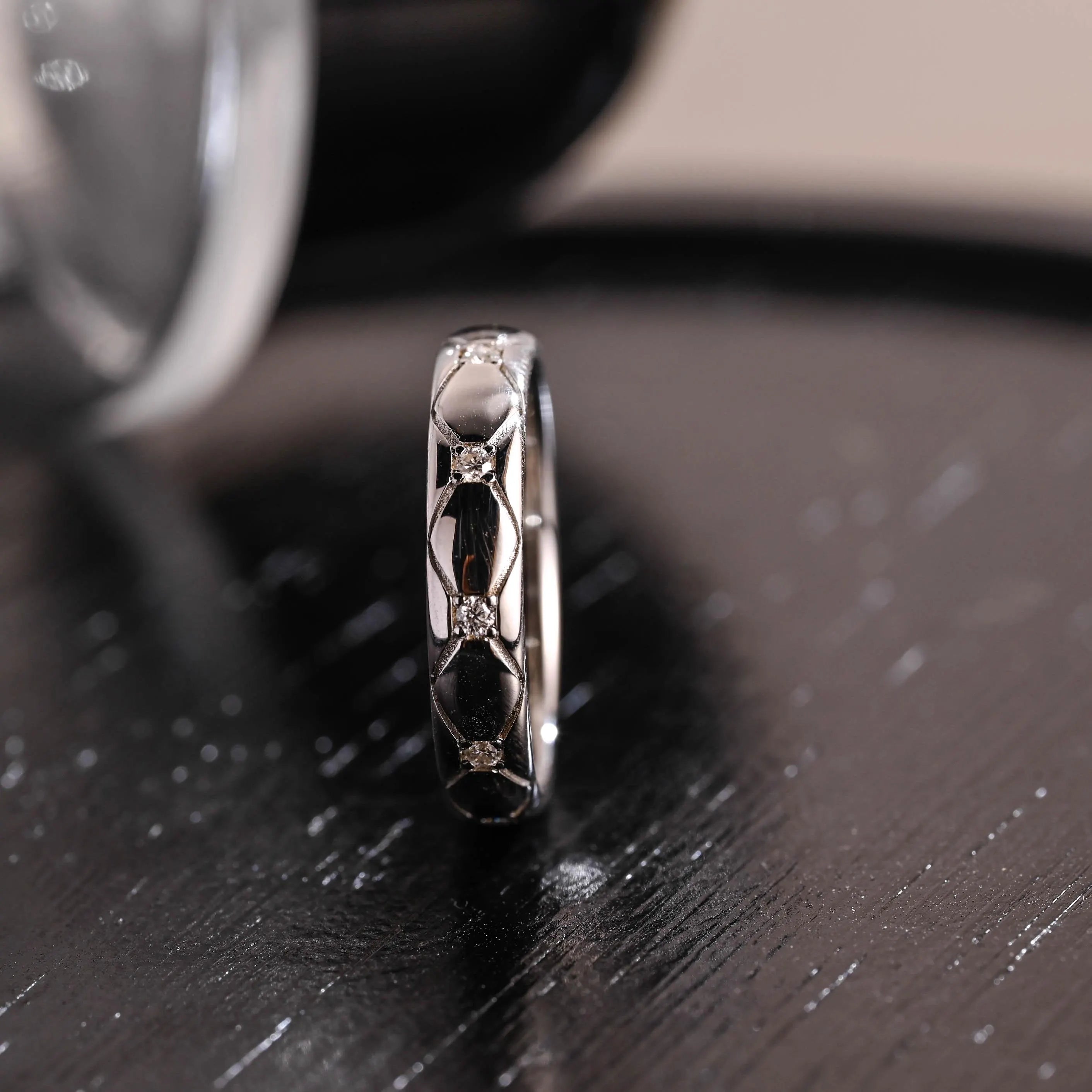 Unique Round Cut Moissanite Wedding Band, Full Eternity Moissanite Wedding Ring, 4mm Diamond Band, Engagement Ring, Anniversary Ring Gifts