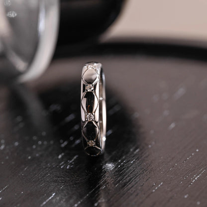 Unique Round Cut Moissanite Wedding Band, Full Eternity Moissanite Wedding Ring, 4mm Diamond Band, Engagement Ring, Anniversary Ring Gifts