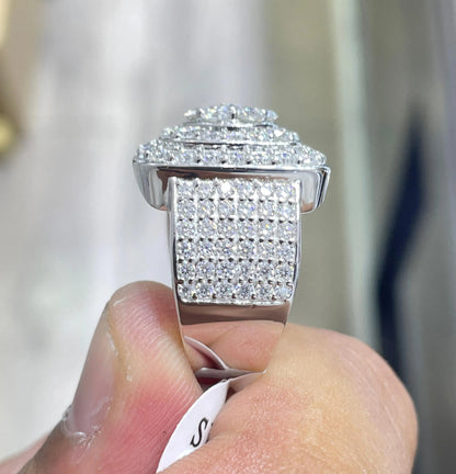 Iced Out VVS Moissanite Men's Ring: 925 Silver Custom Letter