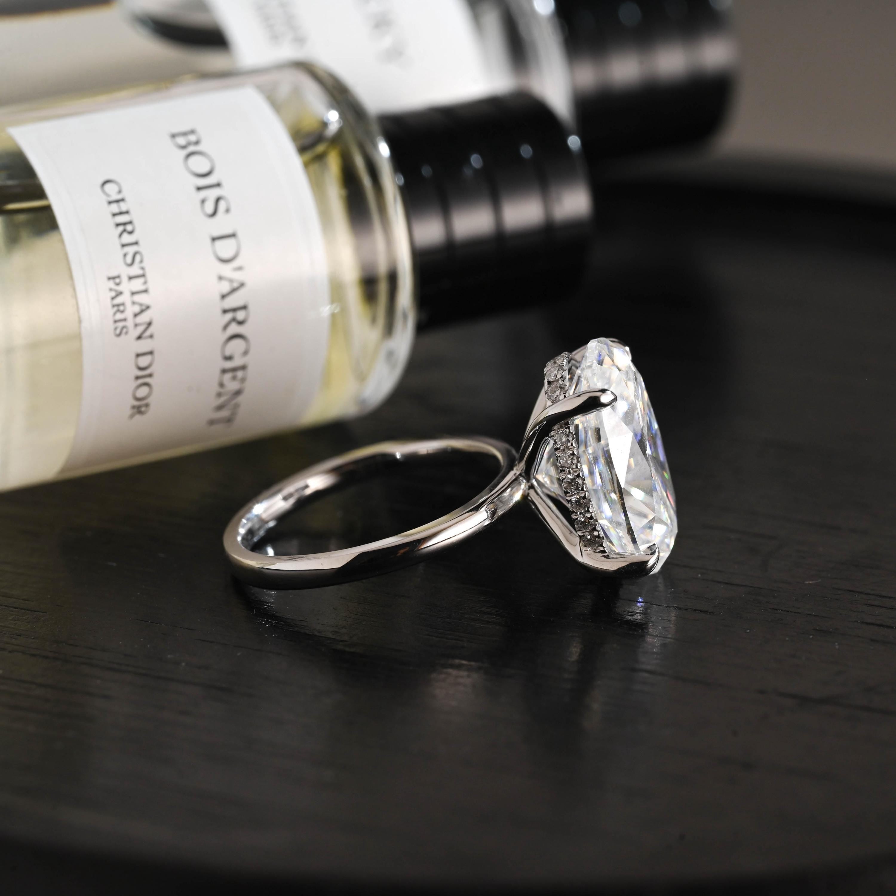 Solid Gold Oval Moissanite Engagement Ring, Anniversary Gift Birthday Gift for Women