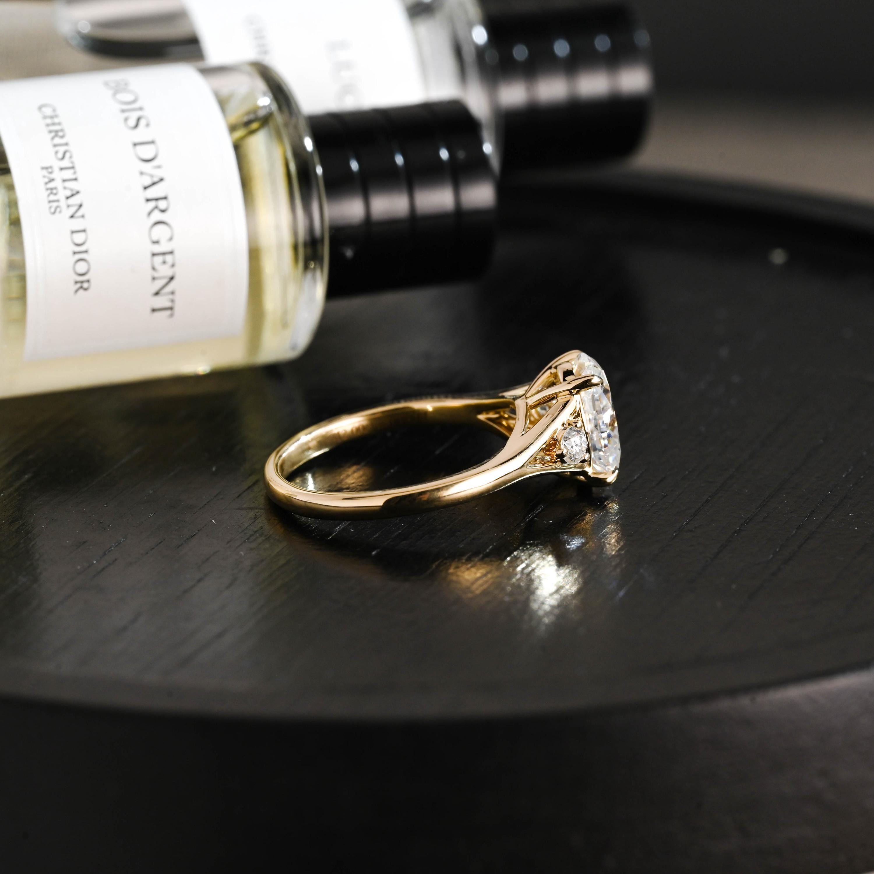 Solid Gold Oval Cut Moissanite Engagement Ring, Anniversary Gift Birthday Gift for Women Wife