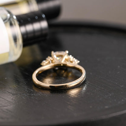 Solid Gold Cushion Cut Moissanite Engagement Ring, Proposal Ring, Round Promise Ring, Wedding Ring, Anniversary Gift Birthday Gift for Women