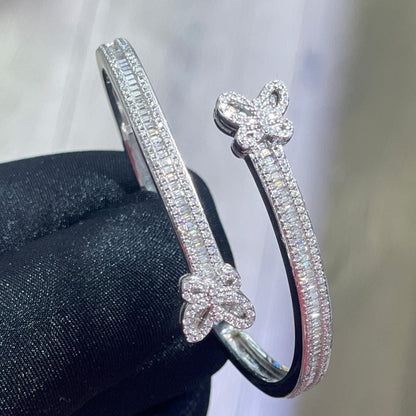 Moissanite Butterfly Bangle: Sterling Silver Baguette Bracelet