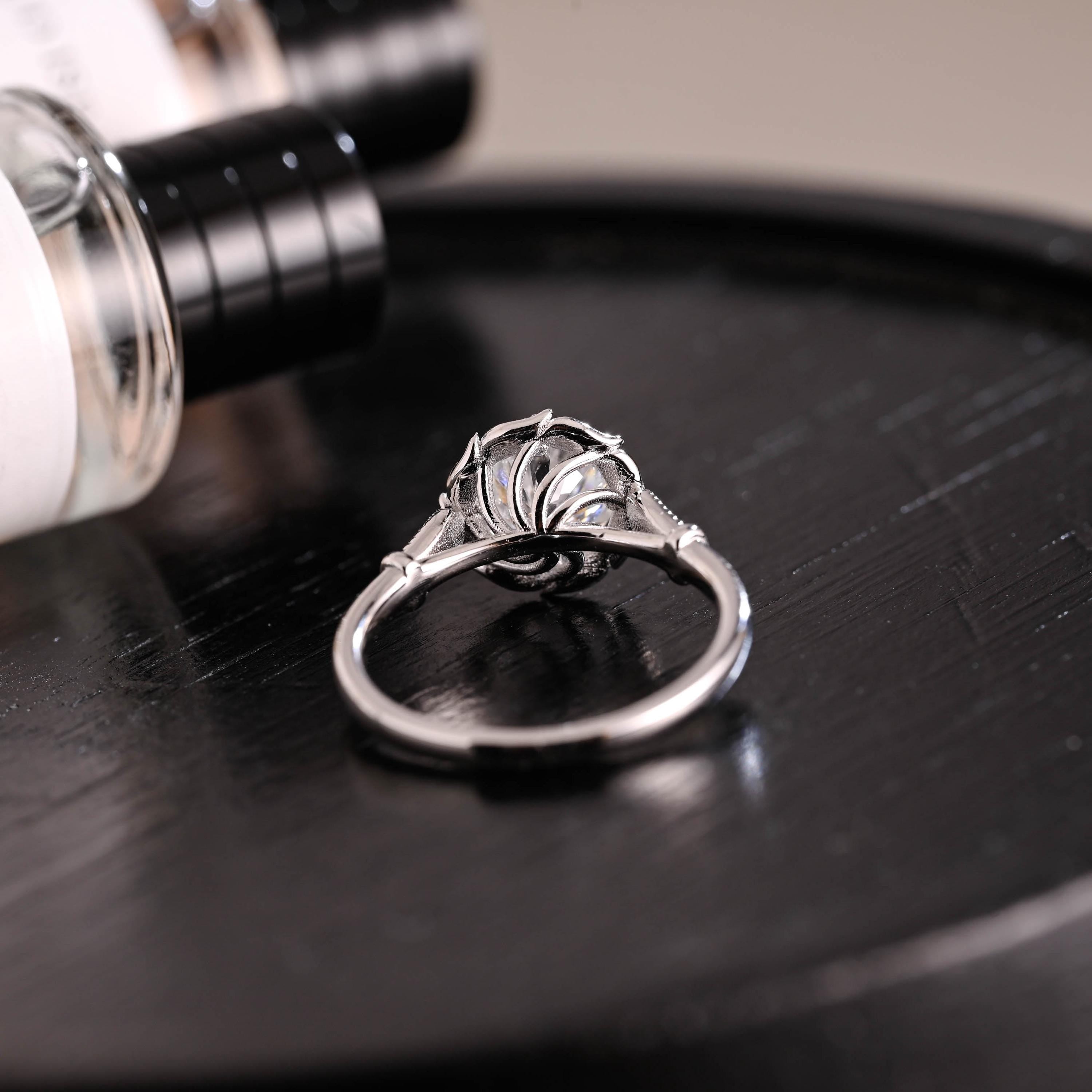 Solid Gold Round Cut Moissanite Engagement Ring, Anniversary Gift Birthday Gift for Women Wife