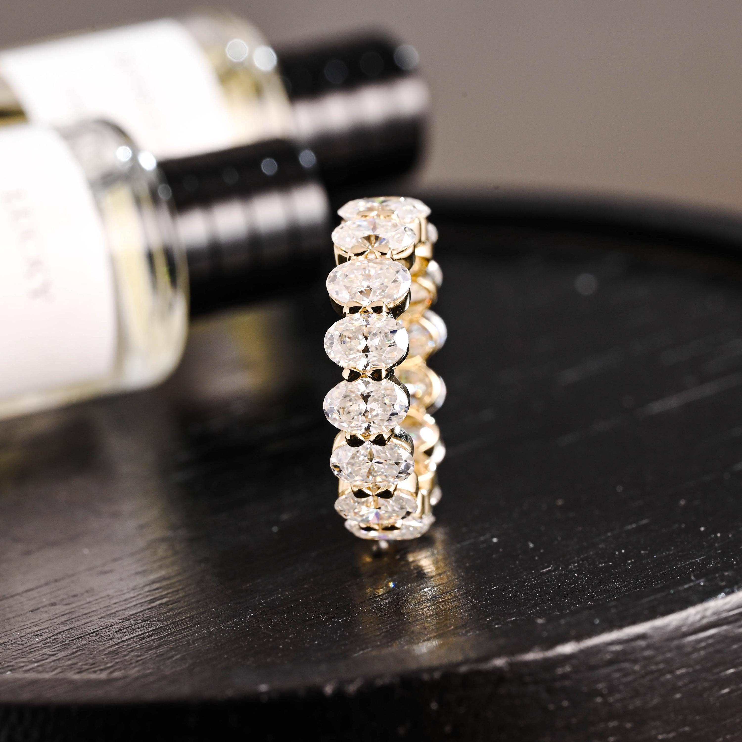 4*6mm Oval Moissanite Full Eternity Wedding Band, Solid Gold Ring