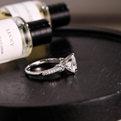 Solid Gold Princess Cut Moissanite Engagement Ring, Anniversary Gift Birthday Gift for Women Wife