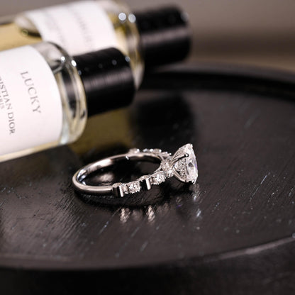 Solid Gold Oval Cut Moissanite Engagement Ring, Anniversary Gift Birthday Gift for Women Wife