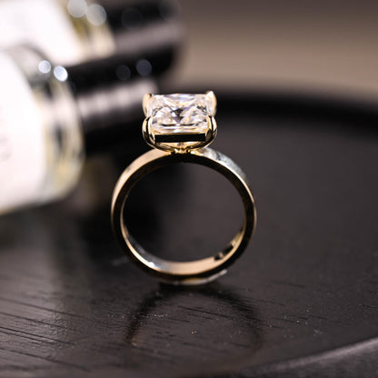 Solid Gold Princess Cut Moissanite Ring, Solitaire Engagement Ring