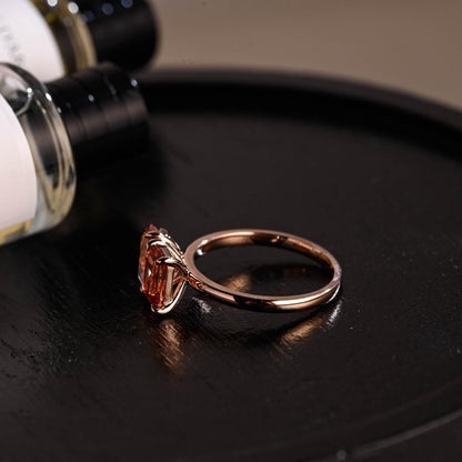 Solid Gold Lab Grown Orange & Pink Sapphire Toi et Moi Wedding Ring, Memorial Two Stone Engagement Ring