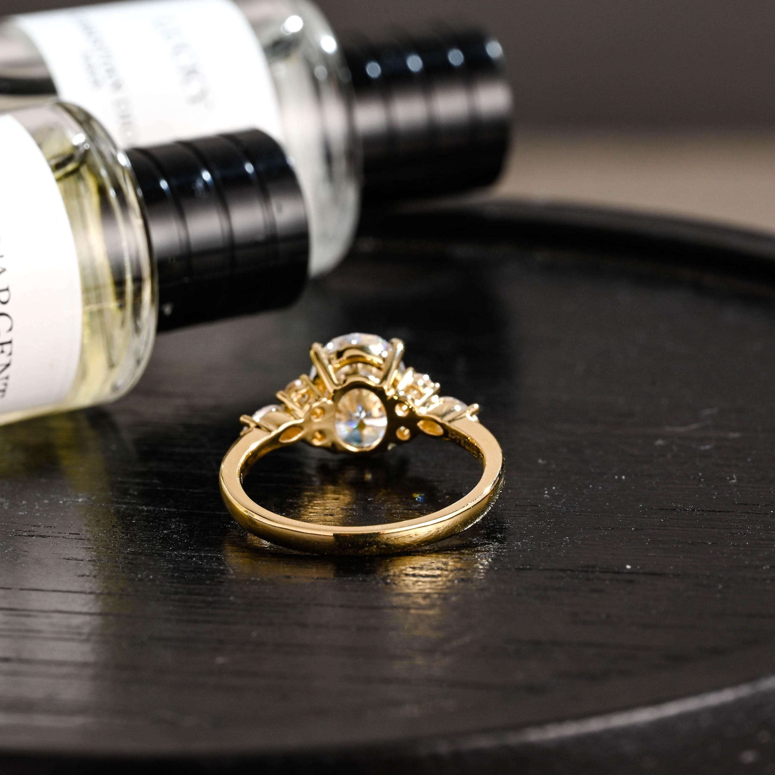 Solid Gold Oval Cut Moissanite Engagement Ring, Anniversary Gift for Women