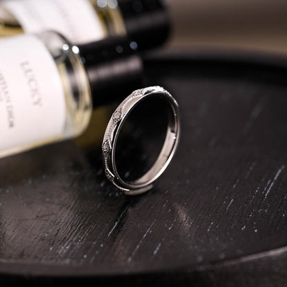 Solid Gold Moissanite Wedding Band, Round Cut Matching Ring