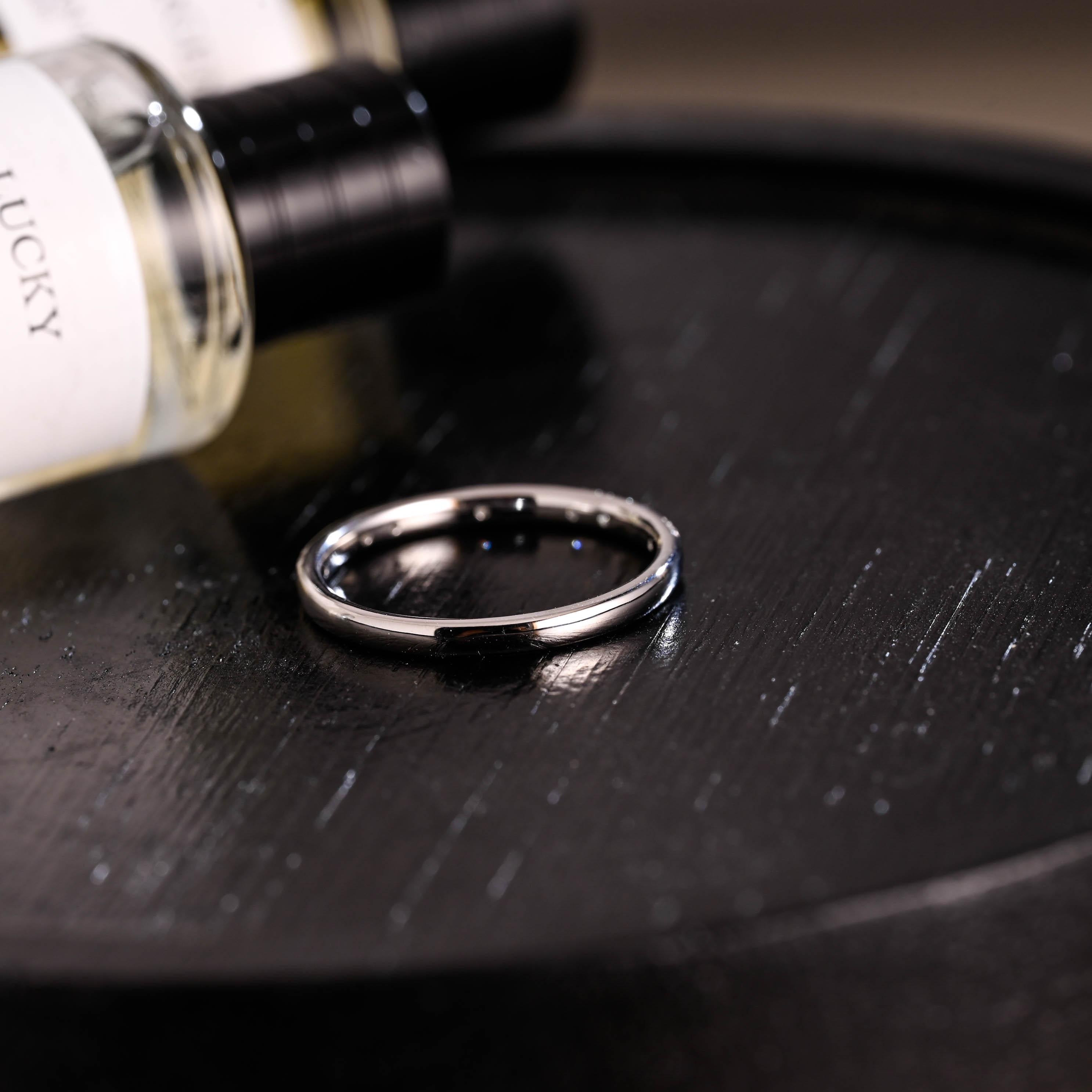 Solid Gold Round Cut Moissanite Wedding Band, Matching Ring