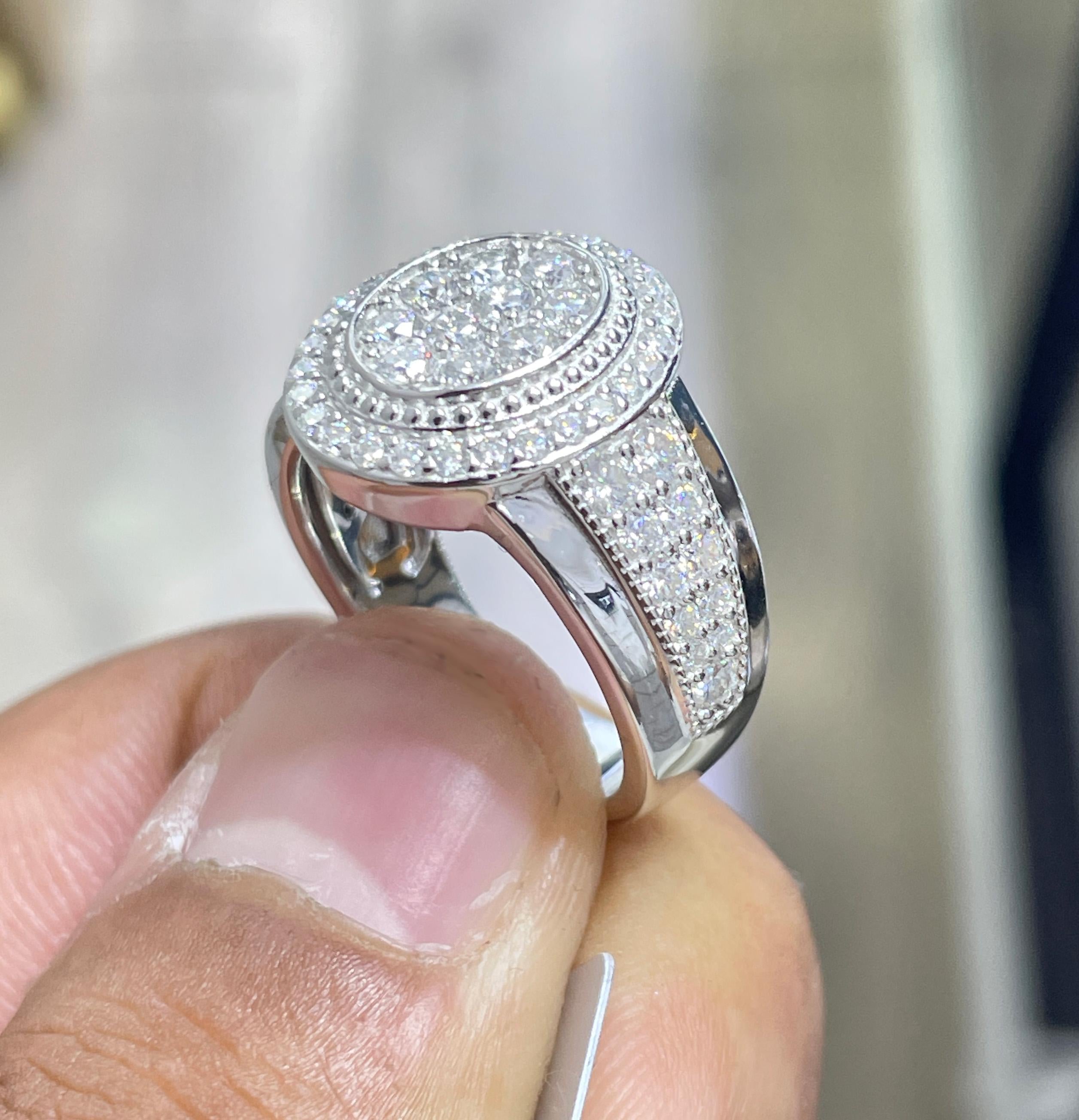 Moissanite Championship Ring: Iced Out 3.58CTW Round Moissanite , S925 Sterling Silver Pinky Ring