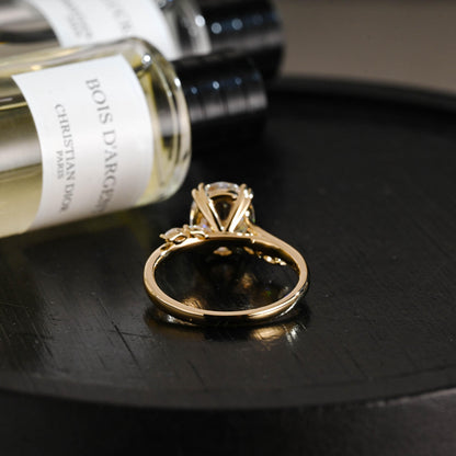 Solid Gold Oval Cut Moissanite Engagement Ring, Anniversary Gift for Women