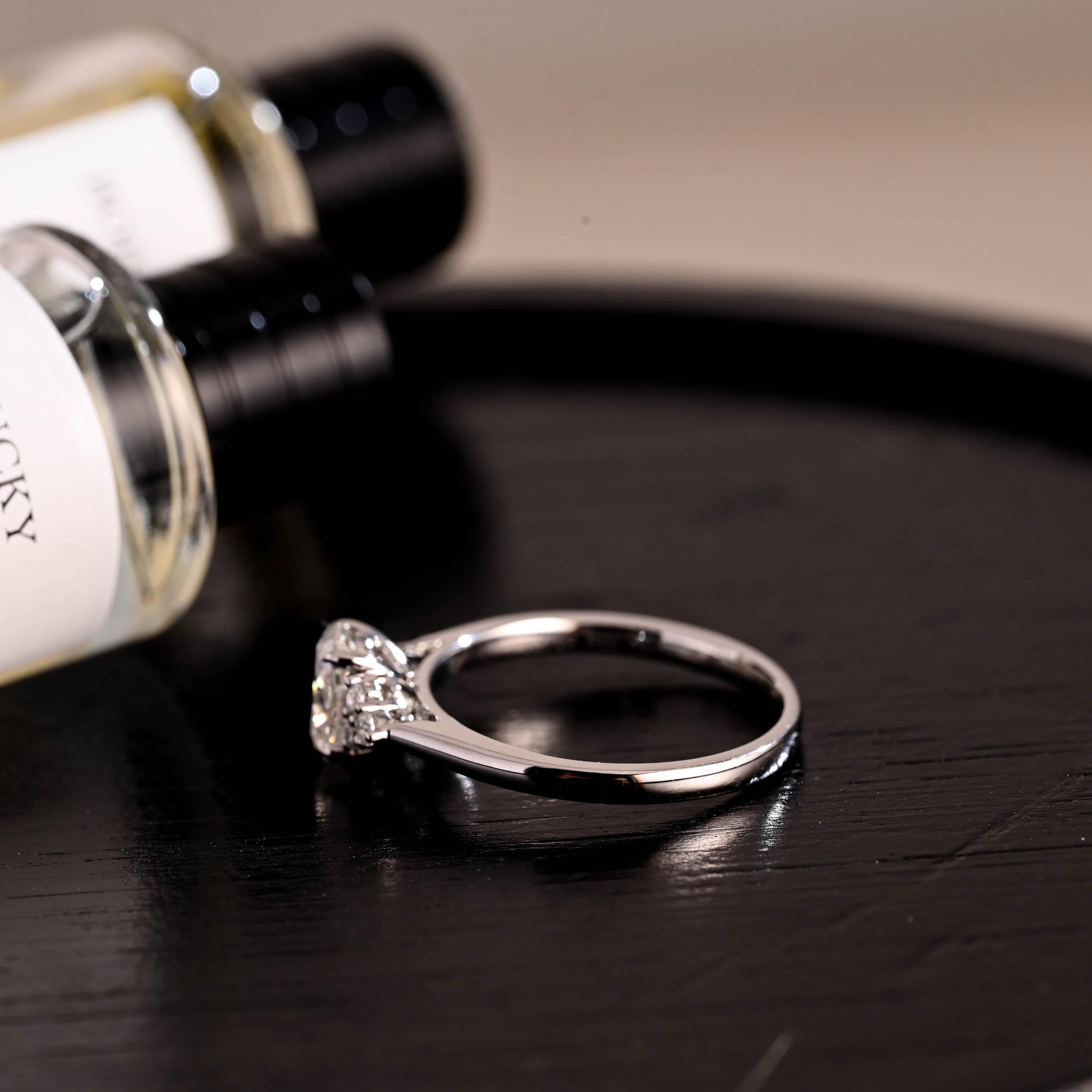 Solid Gold Cathedral Setting Oval Cut Moissanite Engagement Ring, Anniversary Ring for Women