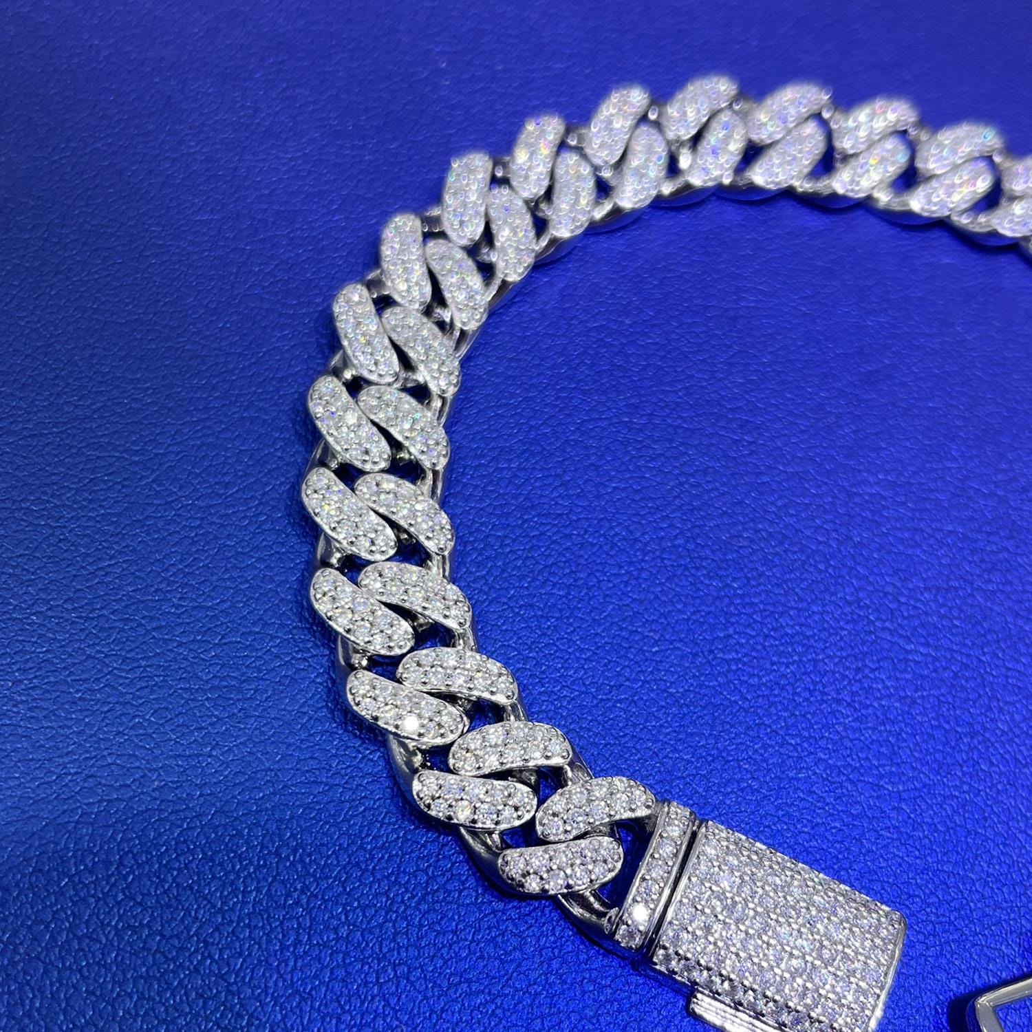 Moissanite Cuban Link Chain: 925 Sterling Silver, 4.34 CTW, 10mm