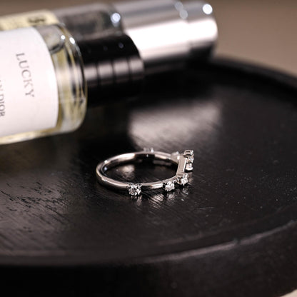 Solid Gold Moissanite Wedding Band, Round Cut Anniversary Ring