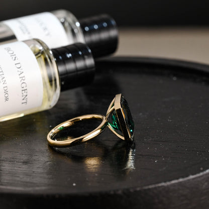Solid Gold Lab Grown Emerald Engagement Ring, Promise Ring, Wedding Ring, Anniversary Gift Birthday Gift Valentine's Day Gift for Women Wife