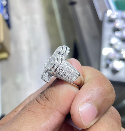 Iced Out Ace of Clubs Ring: 5.7 CTW Moissanite, 925 Sterling Silver