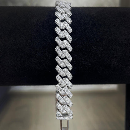 Moissanite Miami Cuban Link Bracelet: 925 Sterling Silver, 6.5ctw