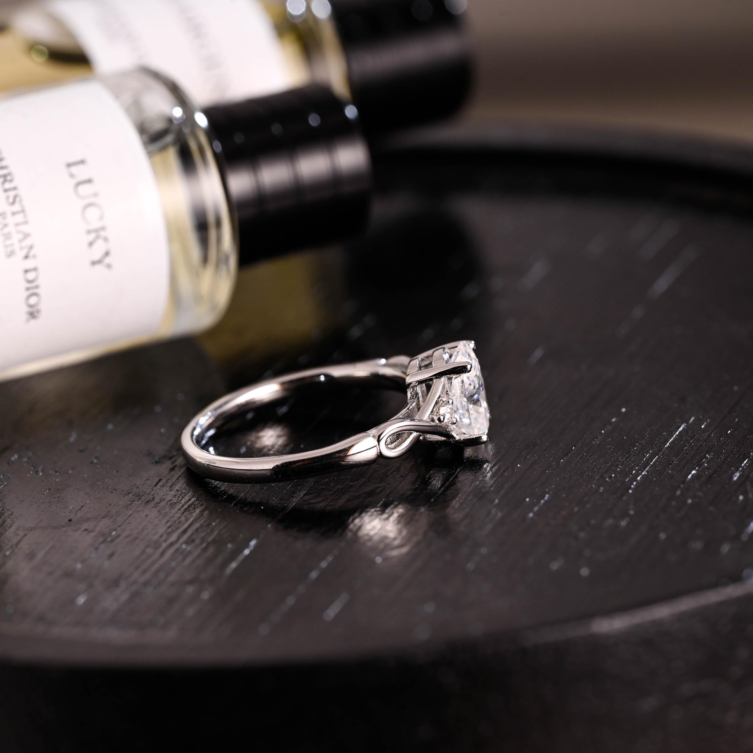 Solid Gold Oval Cut Moissanite Engagement Ring, Anniversary Gift for Women