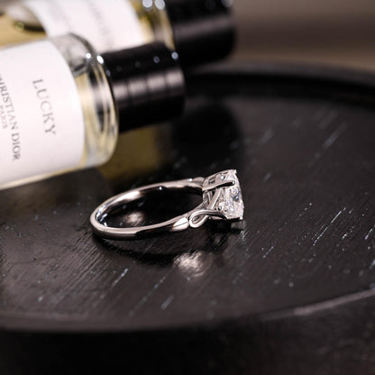 Solid Gold Oval Cut Moissanite Engagement Ring, Anniversary Gift for Women