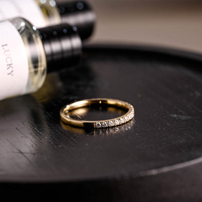 Solid Gold Moissanite Wedding Band, Round Cut Anniversary Ring