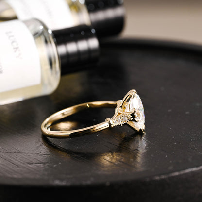 Solid Gold Oval Cut Moissanite Engagement Ring, Anniversary Gift Birthday Gift for Women Wife
