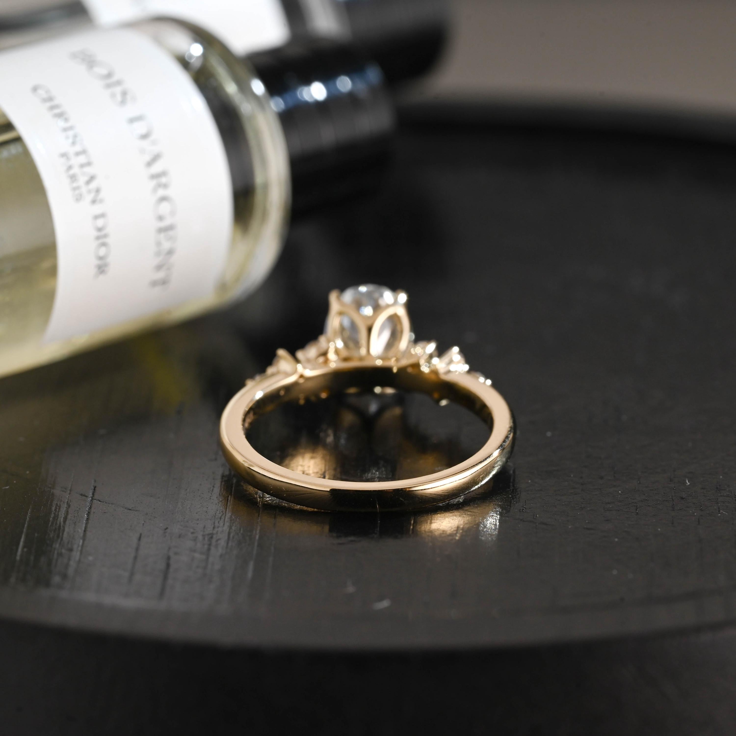 Solid Gold Oval Cut Moissanite Engagement Ring, Anniversary Gift for Women