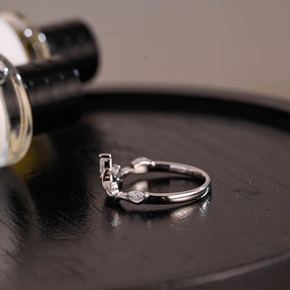 Solid Gold Marquise Moissanite Wedding Band, Anniversary Ring